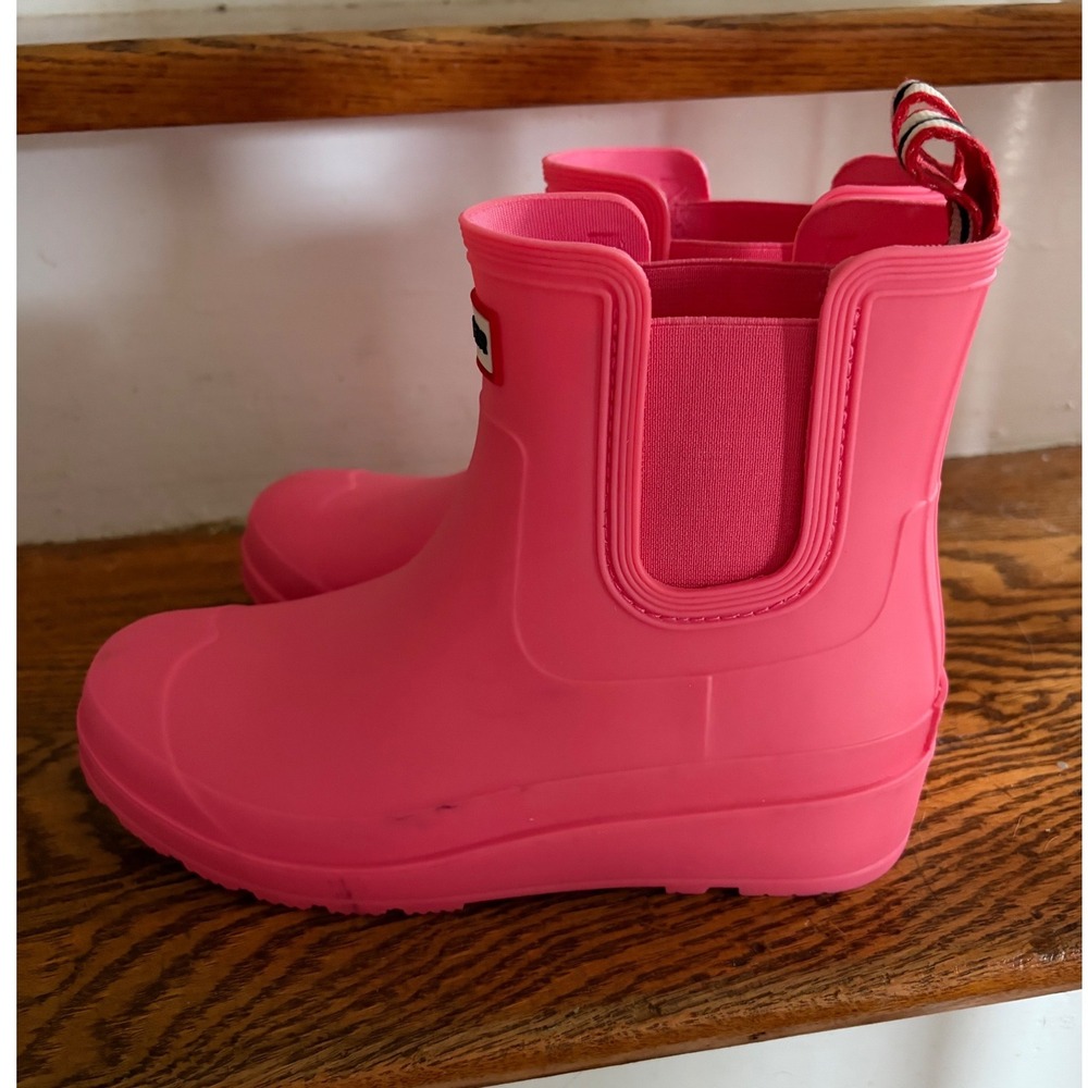 Hunter Original Chelsea Rain Boots Pink Rubber Ankle Waterproof WFS2006RMA US 5 - Picture 2 of 8